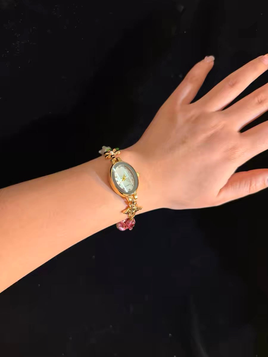 ヴィンテージ・古着 Floral Time ガーデンローズ 重厚なビーズブレスレット