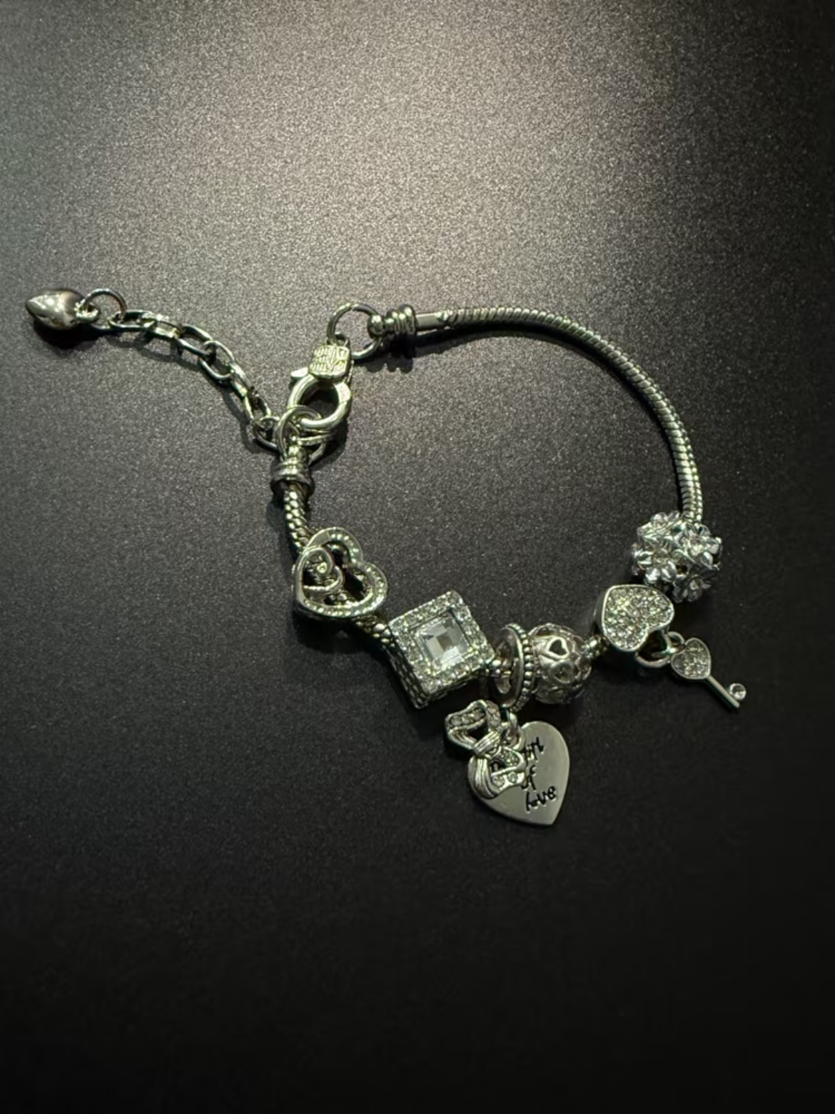 Vintage古着風【Antique Silver Heart Letter】ブレスレット