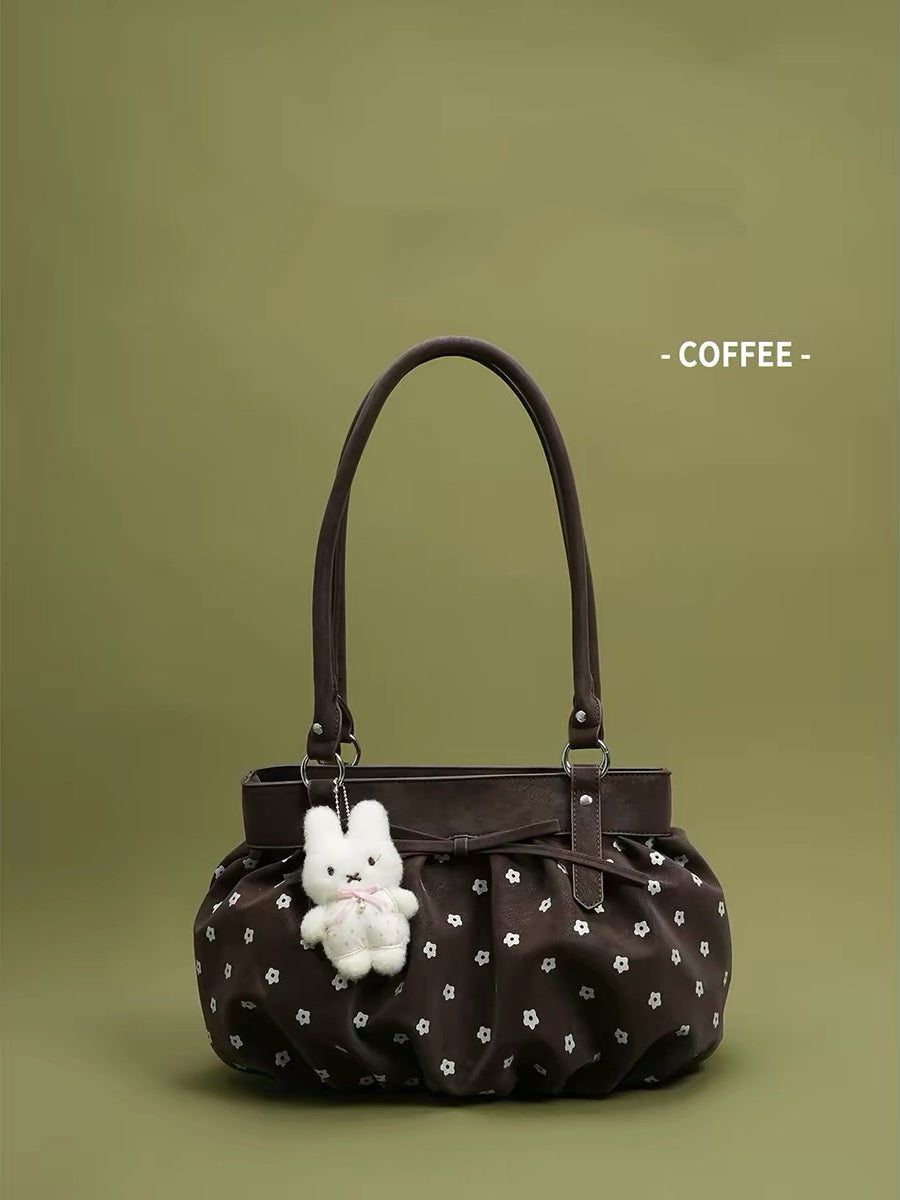 Vintage 古着 レトロ ドット柄 上質感ワンショルダーバッグ