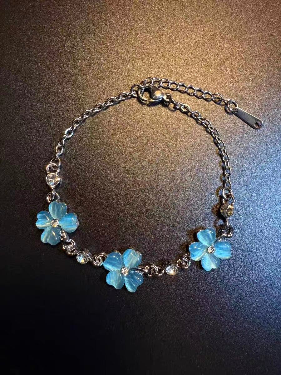 ヴィンテージ古着 シック ブルーバッド 青い四つ葉のクローバー ブレスレット